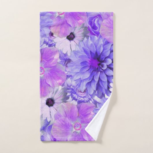 Paarse en roze Floral Bad Handdoek (Handdoek)