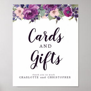 Paarse en roze Floral Kaarten en cadeaubonnen Poster