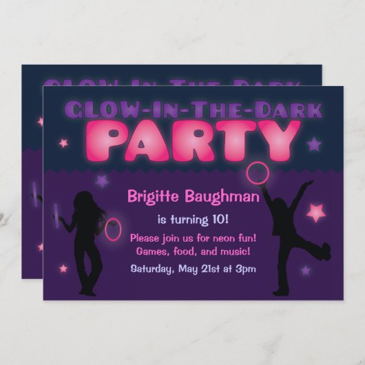 Paarse en roze gloed in de uitnodiging van de Donk (Voorkant / Achterkant)