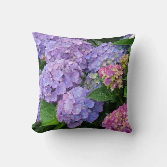 Paarse en Roze Hydrangea Flowers Kussen (Voorkant)