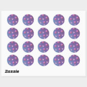 Paarse en Roze Knopen en Strikken Ronde Sticker (Vel)