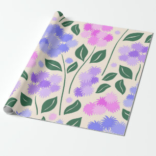 Paarse en Roze Korenbloem Botanisch Cadeaupapier