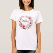 Paarse en roze lente bloemenboeket Moederdag T-shirt (Voorkant)