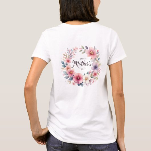 Paarse en roze lente bloemenboeket Moederdag T-shirt (Achterkant)