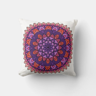 Paarse en roze mandala kussen