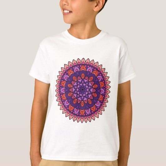 Paarse en roze mandala t-shirt (Voorkant)