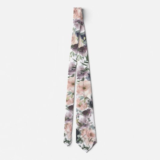 Paarse en roze mauve bloemen bloemensier halsdoek stropdas (Achterkant)