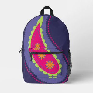 Paarse en Roze Paisley Bedrukte Rugzak