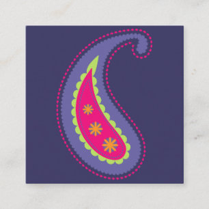 Paarse en Roze Paisley Vierkante Visitekaartje
