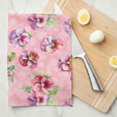Paarse en roze pansies theedoek (Quarter Fold)