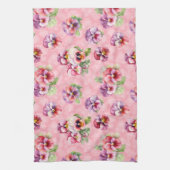 Paarse en roze pansies theedoek (Verticaal)