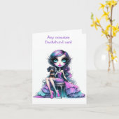 Paarse en Roze Pastel Dachshund Kaart (Gele Bloem)