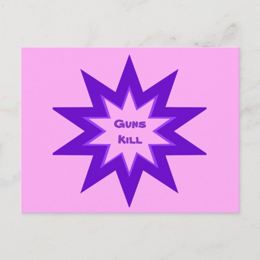 Paarse en Roze Pistolen Kill Briefkaart (Voorkant)