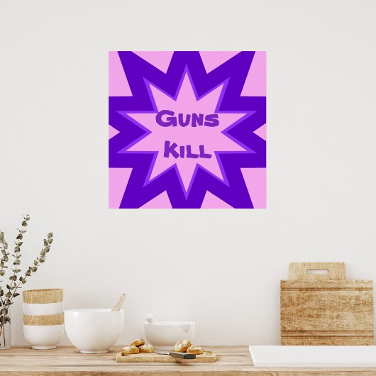 Paarse en roze Pistolen Kill Print (Keuken)