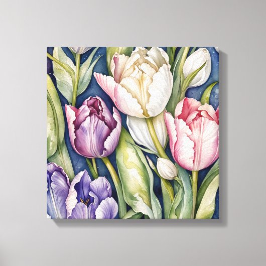 Paarse en roze reuzentulp canvas afdruk (Voorkant)