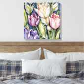 Paarse en roze reuzentulp canvas afdruk (Insitu (Slaapkamer))