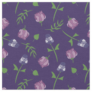 Paarse en roze rozen Rosebud Floral Print Stof