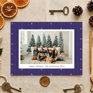 Paarse en roze sterren behang foto kerstkaart