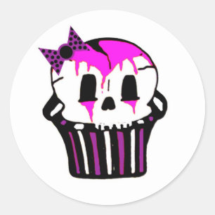 paarse en roze taart ronde sticker