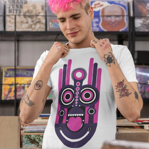 Paarse En Roze Tiki Masker T-shirt