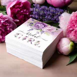 Paarse en roze tuin bloemen Vrijgezellenfeest meis Servet