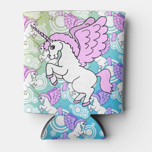 Paarse en roze Unicorn Patroon Blikjeskoeler (Voorkant)