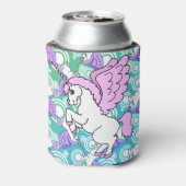 Paarse en roze Unicorn Patroon Blikjeskoeler (Blikje Achterkant)