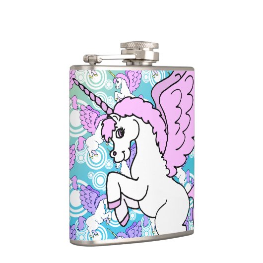 Paarse en roze Unicorn Patroon Heupfles (Rechts)