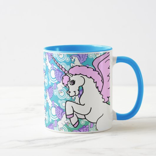 Paarse en roze Unicorn Patroon Mok (Rechts)