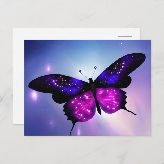 Paarse en roze vlinder briefkaart (Voorkant / Achterkant)