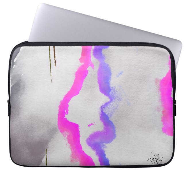Paarse en roze Waterverf Abstract Laptop Sleeve (Voorkant)