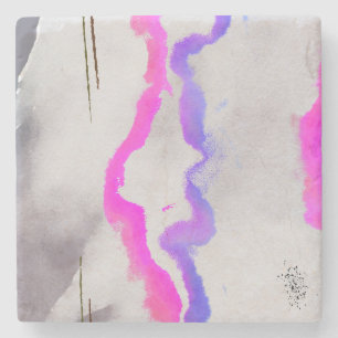 Paarse en roze Waterverf Abstract Stenen Onderzetter