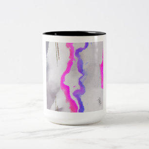 Paarse en roze Waterverf Abstract Tweekleurige Koffiemok