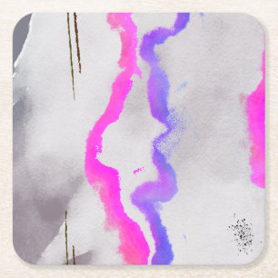 Paarse en roze Waterverf Abstract Vierkante Kartonnen Onderzetter
