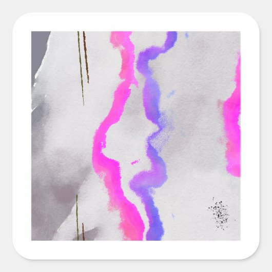 Paarse en roze Waterverf Abstract Vierkante Sticker (Voorkant)