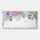 Paarse en roze waterverf floraal gepersonaliseerd bureaumat (Voorkant)