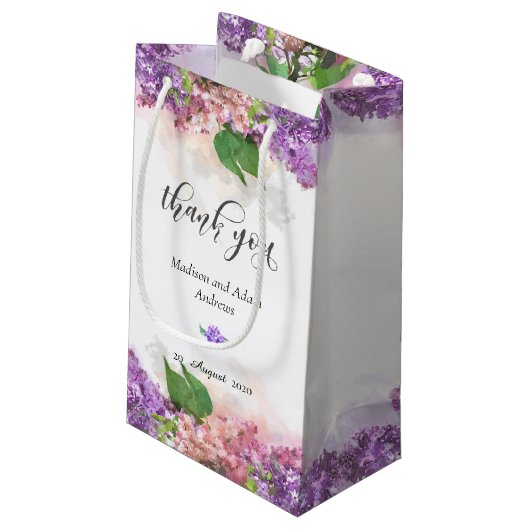 Paarse en roze Waterverf Lila bloemen Dank u Klein Cadeauzakje (Achterkant Gekanteld)