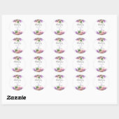 Paarse en roze Waterverf Lila bloemen Dank u Ronde Sticker (Vel)