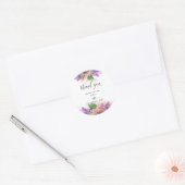 Paarse en roze Waterverf Lila bloemen Dank u Ronde Sticker (Envelop)