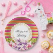 Paarse en roze Waterverf Magnolia Birthday Papieren Bordje (Feest)