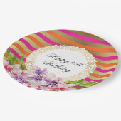 Paarse en roze Waterverf Magnolia Birthday Papieren Bordje (Gekanteld)