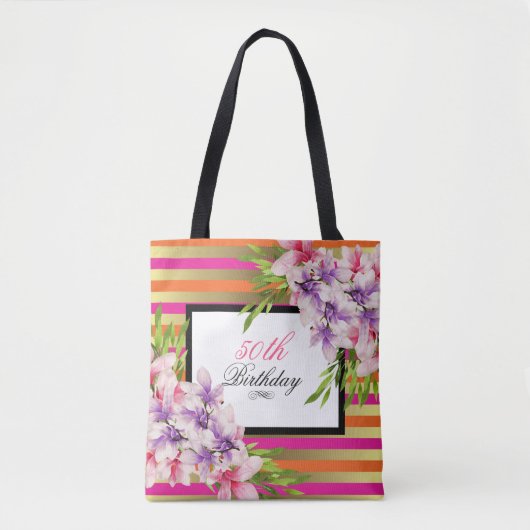 Paarse en roze Waterverf Magnolia Birthday Tote Bag (Voorkant)