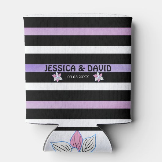 Paarse en roze Waterverf strepen Blikjeskoeler (Achterkant)