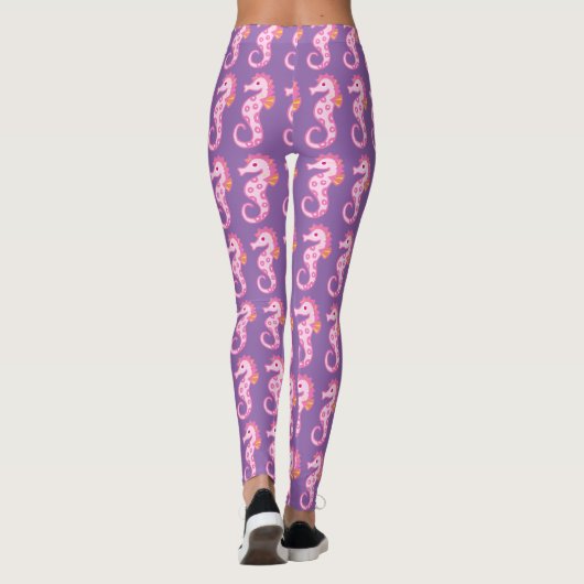 Paarse en roze zeepaardjes Leggings (Achterkant)