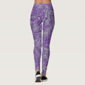 Paarse en Sage Green Elegante Bloemen en Wijnen Leggings (Achterkant)