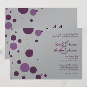 Paarse en Silver Polka Dot Wedding Uitnodiging