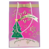 Paarse en SnowyBronze"Vrolijk Kerstfeest" Medium Cadeauzakje (Voorkant)