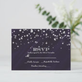 Paarse en spaarsterren Elegant Glamor RSVP-kaart RSVP Kaartje (Staand voorkant)