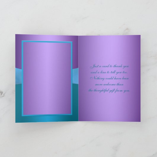 Paarse en Turkooise Bloemen dankt u kaardt Bedankkaart (Binnen)