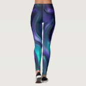 Paarse en turquoise Abstract Leggings (Achterkant)